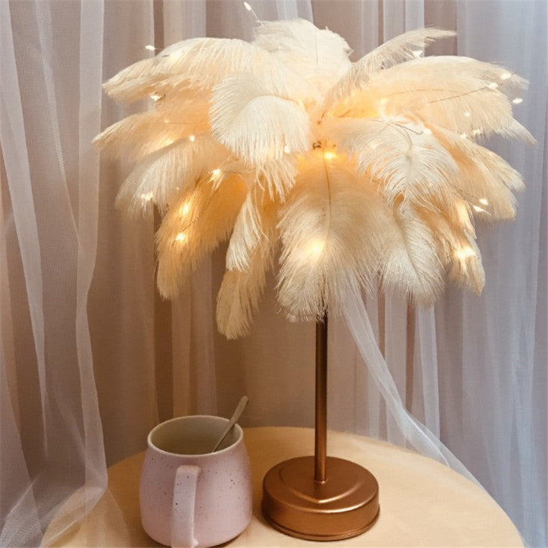 Feather Table Lamp with Remote Control