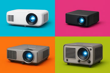 make colorfull back ground devided in 4 equal squars with the same projectors